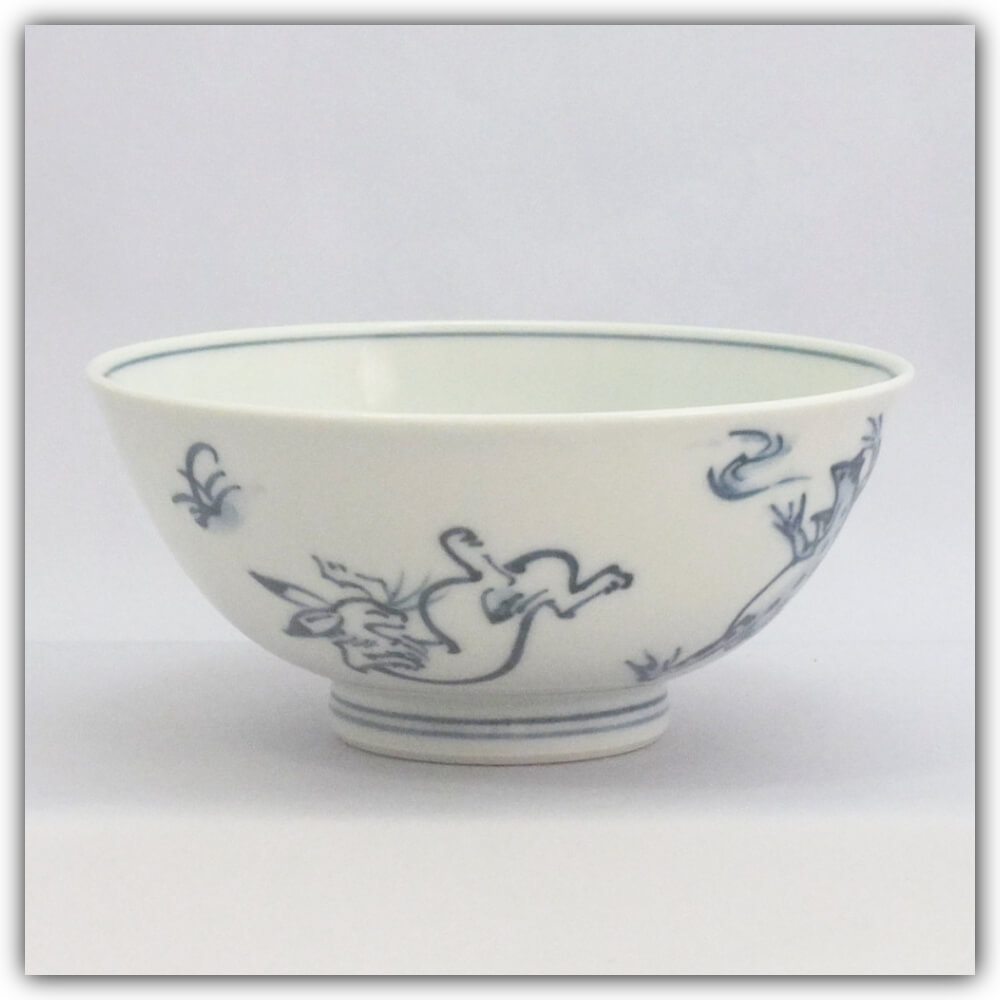 【送料無料】「清水焼ペア飯碗鳥獣戯画」夫婦茶碗磁器