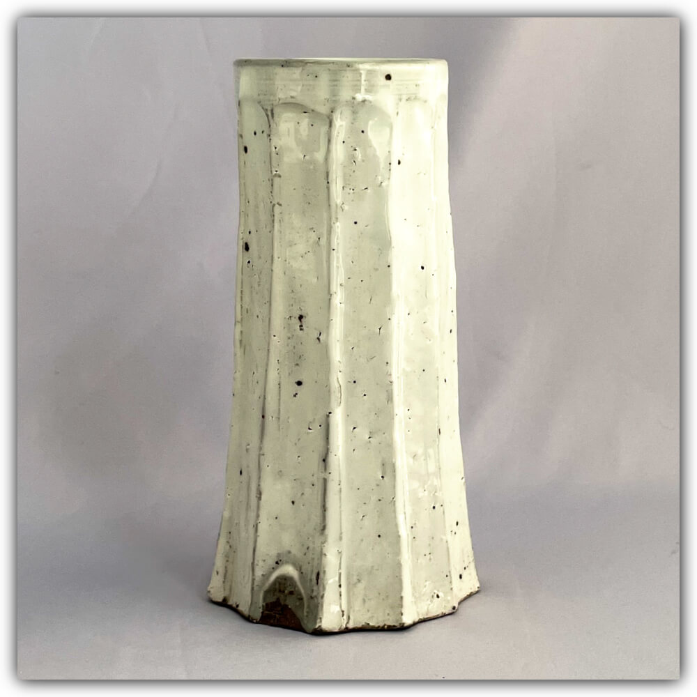 未使用 清水焼 大型花器 花模様入 長方形 丸型花器（花台付） 錆模様/和紙 漆塗り 漆器の井助