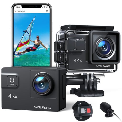 WOLFANG 動き写真器 4K 24MP水中写真器 無線LAN役立つこと 耐揺性 水深40米突 HDMI最終生産物 1350mAh大収容能力蓄電池2個積み上げる 170°広角水晶体 遠隔操作 上端仕かける写真器 外の方マイクロホン 十分な量なアクセサ…