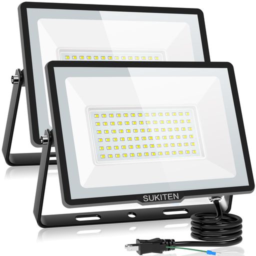 【不思議なことの明るさ・省ワット数】SUKITEN 写真用照明 led 室外 やり方灯 100W 2個仕掛ける 15000lm 100V 極薄型 IP66雨合羽 6500K 昼光色 高明快さ 高放熱 120°広角 写真用照明led点火装置 暮夜やり方 工事一こま 工事用点火装置…