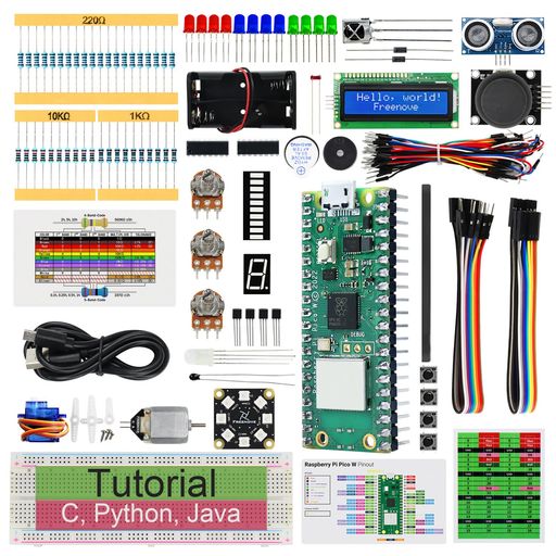 FreenoveRaspberryPiPicoWスーパースターターキット(嘱する)、ArmCortex-M0+、588ペイジの事細やかにな指導、177品目、94事業計画、PythonCJava吊りひも