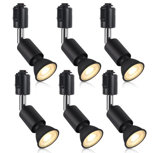 xydledダクトレール用スポットライトE11LED電球付き50Wライティングバー用器具セットライティングレール天井照明6個セット(電球色ブラック)