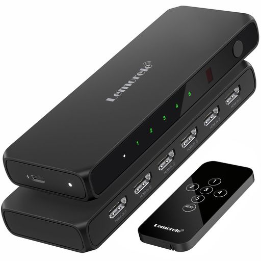 HDMI切替器リモコン付き5入力1出力分配器4K@60HzHDMi切り替え器セレクタースイッチャー3入力1出力4K&2K/1080P@60HzHDCP2.2/HDMi2.0HDR3D対応自動
