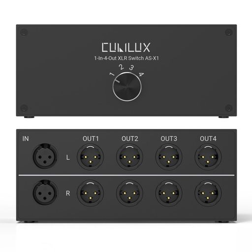 Cubilux AS-X1 1インプット4最終生産物 ステレオ XLR オーディオ セレクター, 不活溌 1刃針右向き矢印4牡 平衡にする XLR 出どころ スイッチャーボックス