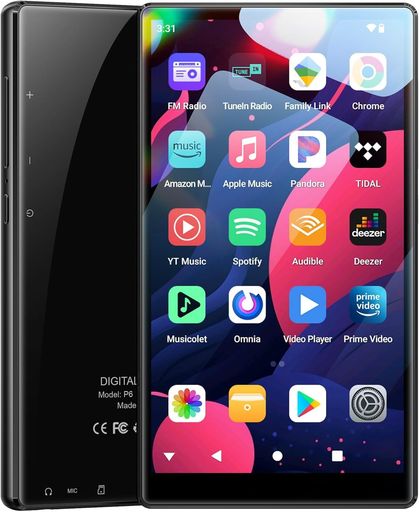 Fanvace96GBAndroid13MP3電気蓄音機Bluetooth5.0無線LAN積み上げる快い音電気蓄音機8中核グループ2500mAh乾電池内蔵5インチタッチスクリーン1080PHD映像生まれ変わり金棒引き内蔵黒いこと