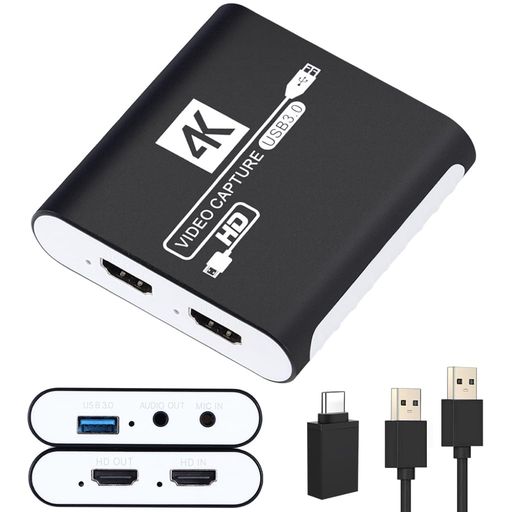 HDMI キャプチャーボード Switch相応う 4K 通り手形スルー相応う 1080P 60FPS USB 3.0 弾丸道路伝わらす ビデオゲームキャプチャー ゲーム盤 パソコン/なおなお書き4/なおなお書き5/Xbox/Wii U/webカメラ/スマートフォン相応う Windows