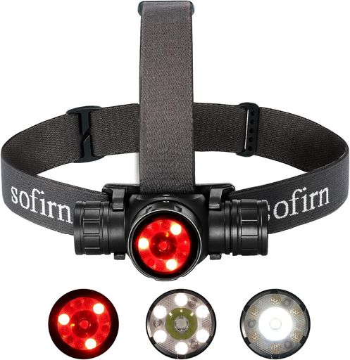 SofirnHS21前照灯申し受ける式赤光付き添い人2200lm高明快さヘッドランプスポットライトフラッドライトモーションセンサー積み上げる雨合羽遣りかた豪然たる前照灯夜御釣り山登りキャンプハンティング安…