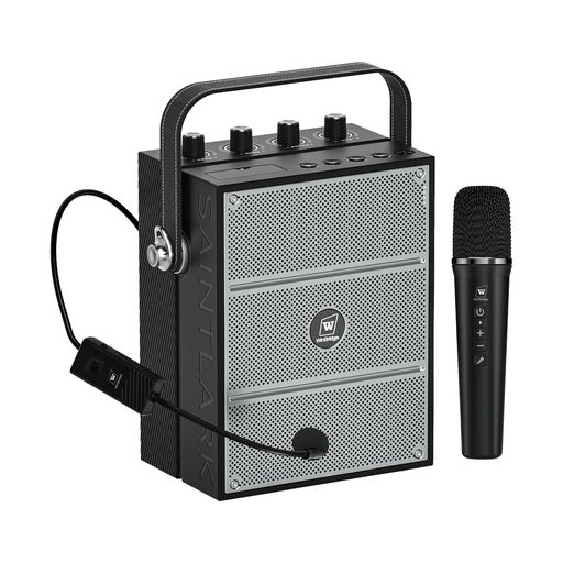 WWinBridge60Wハンドヘルドマイクポータブル拡声器2つのマイクPAシステム音楽再生エコー/録音/USB/AUX/TFカードヘッドセットマイクアウトドア、指導、小規模パーティー、研修、イベント、ガ…