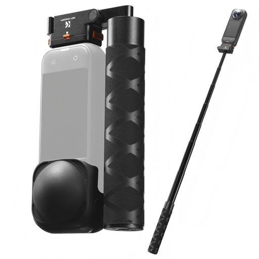 K&FCONCEPTInsta360X5専用自撮り棒じどり棒クイックリリースマウント磁気式180度回転折りたたみ収納9段伸縮アルミ合金製最大長さ89cm収納時16.3cm軽量・コンパクトレンズ保護カバー付き
