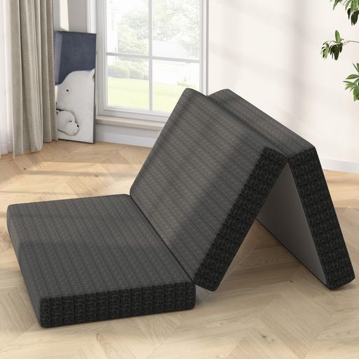 DlandHomeマットレスシングル厚さ7.5cm折りたたみマットレス二層構造ジェルメモリーフォーム三つ折り高反発高密度ウレタンベッドマット敷布団防ダニ防臭加工高通気性トッパー敷き布団の…