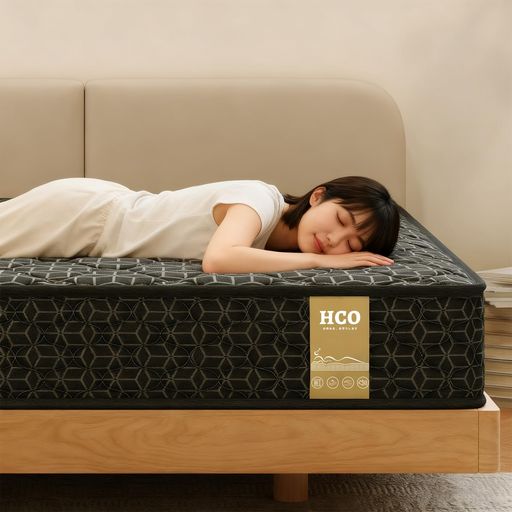 HCOマットレスシングル極厚22CMベッドマットレス高反発ポケットコイル522個体圧分散通気性静音抗菌防臭高耐久高密度ウレタン体を適度に支える圧縮梱包適度な硬さと柔らかさブラック(120x…