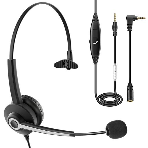 WantekヘッドセットPC用3.5mm片耳ノイズキャンセリングマイク付きiPhone、iPad、パソコン、Skype、Web会議、コールセンター、リモートワーク、在宅勤務に適用されるプロビジネス通信事業者PC用…