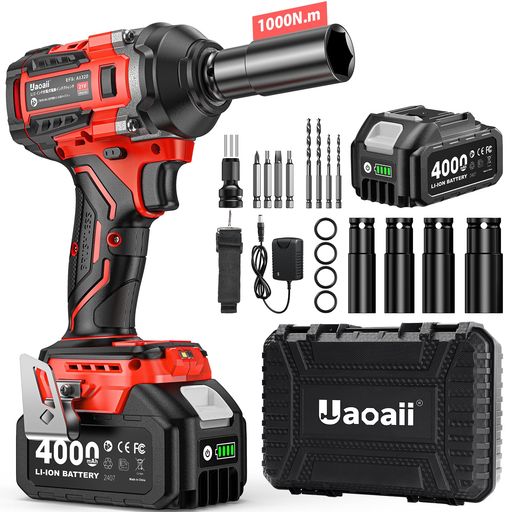Uaoaii 電動インパクトレンチ 強力 1000N.m タイヤ交換 小型 ブラシレスモーター 車用 一台3役 電動レンチ ドリルドライバー インパクトドライバー コンパクト&軽量 充電式 コードレス 4000mAh&hellip;｜みやらび