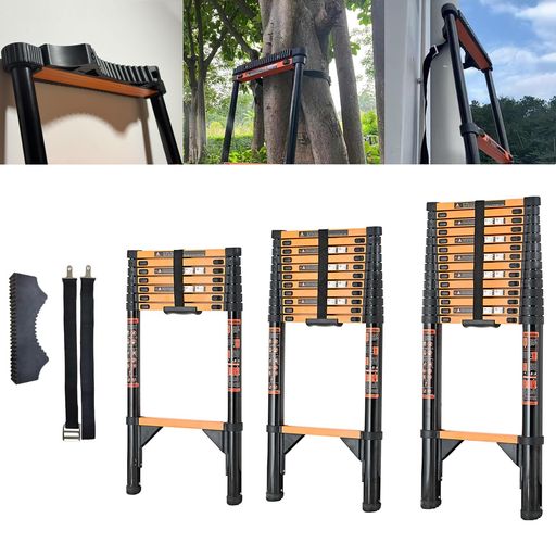 Hooha 伸縮はしご 6.3m/5.1m/3.9m 多機能はし 軽量 滑り止めゴム製緩衝パッド 付き 折り畳み 伸縮自在 自動ロック 持ち運びやすい& 安全クロスバー&安全ロック&日本語説明書 スライド式 伸縮梯…|みやらび