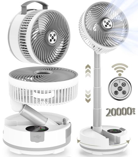 【自動首振り&20000mAh】扇風機折りたたみサーキュレーターコードレス充電式卓上扇風機伸縮式リモコン付きタイマー液晶タッチパネル風力8段階小型強力送風ポータブルリビング寝室車中…