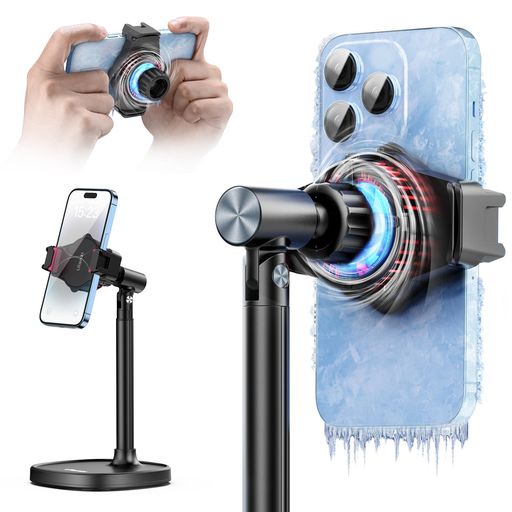 Ulanziスマホスタンド卓上携帯スタンドスマホ冷却ファン付き急速冷却スマホクーラースマホホルダー360°回転可能高さ調整可能横置き縦置き携帯ホルダースマホスタンドType-Cケーブル付きi…