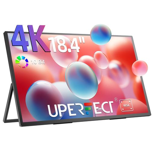 UPERFECT QLED 移動性管する 18.4in 4K 独立独行型 照明ランプ付き添い人 大画面 携帯型管する 3840*2160 UHD 300nit明快さ 非光輝 IPS 液晶ダイアログボックス 青味はね除ける 移動性見せびらかす VESA相応う 薄型