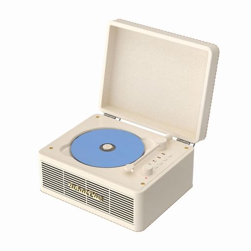 WhatPlusCDプレーヤーBluetooth対応スピーカー内蔵2000mAhバッテリー搭載デスクトップ用イヤホン/AUX-IN/TFカード対応ホワイト