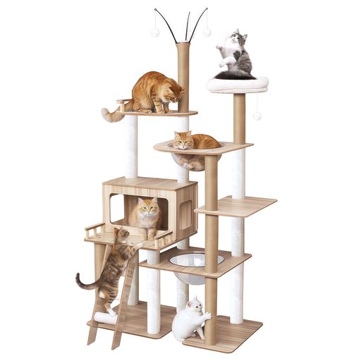 楽天市場】[ChicKone]キャットタワー突っ張りネコタワー木製スリム宇宙