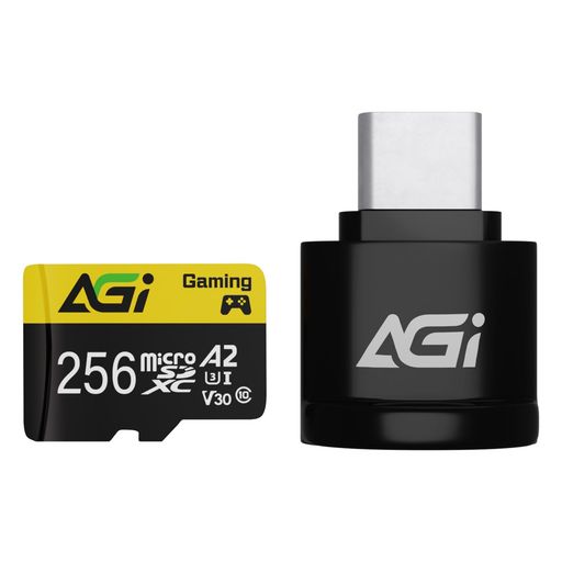 AGI256GBTF138MicroSDXCメモリカードTypeCカードリーダー付きA2U3V304KC10(読み込み・書き込み速度98/70MBs)