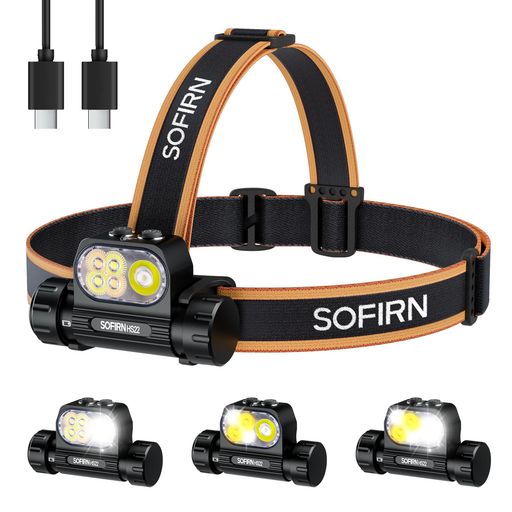 Sofirn HS22 前照灯 申し受ける式 2500lm超高明快さ フラッド\u0026注目の的積み上げるLED 2700K-6500K色体温合わせる能力のある デュアル取り替えっこ取りまわし 安全性のある帽・キャンプ・ランニング・防災相応う