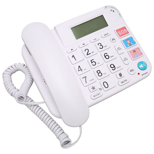 Vbestlife大きなボタンのコード付き電話、高齢者向けの聴覚および視覚障害のある電話用、3つの短縮ダイヤル、大きなボタンと大きなディスプレイを含む、白