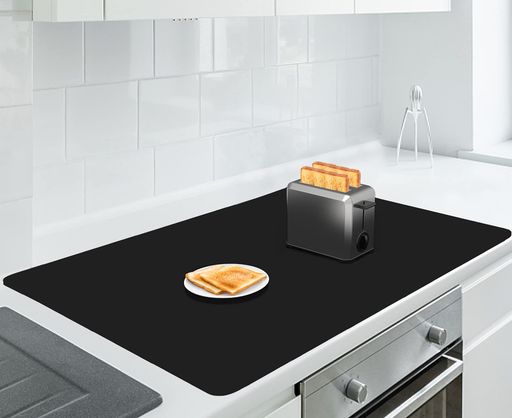 Aechy膳立て台防御することマットシリコンマット特大90x60糎キッチンカウンターマットカット能力のある厚さ2粍上滑り打ち切り耐熱傷押しとどめる雨合羽吸音パウダーコンパクト納める黒いこと