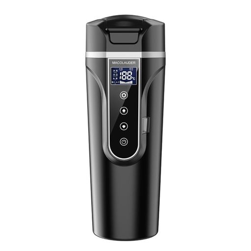 MACOLAUDER車載電気ケトル日本語版500ml40°C~100°Cカー用&トラック用DC12V/24V加熱 保温湯沸し器湯ボルト電気ポット車中泊LCDディスプレイ沸騰/保温/お茶/粉ミルク4つの定温モードブラック