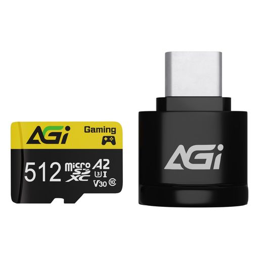 AGI512GBTF138MicroSDXCメモリカードTypeCカードリーダー付きA2U3V304KC10(読み込み・書き込み速度98/70MBs)