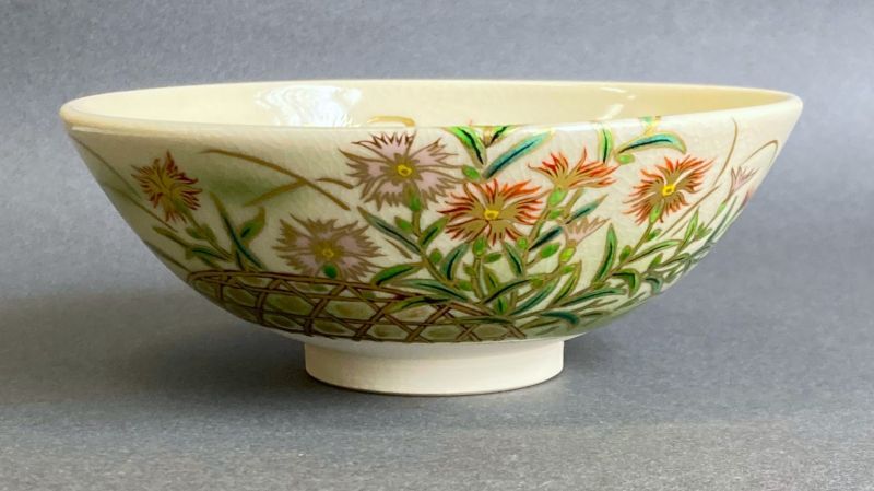 楽天市場】（四月☆特売品）平安 橋本紫雲作 色絵 花筏文 茶碗 : ます