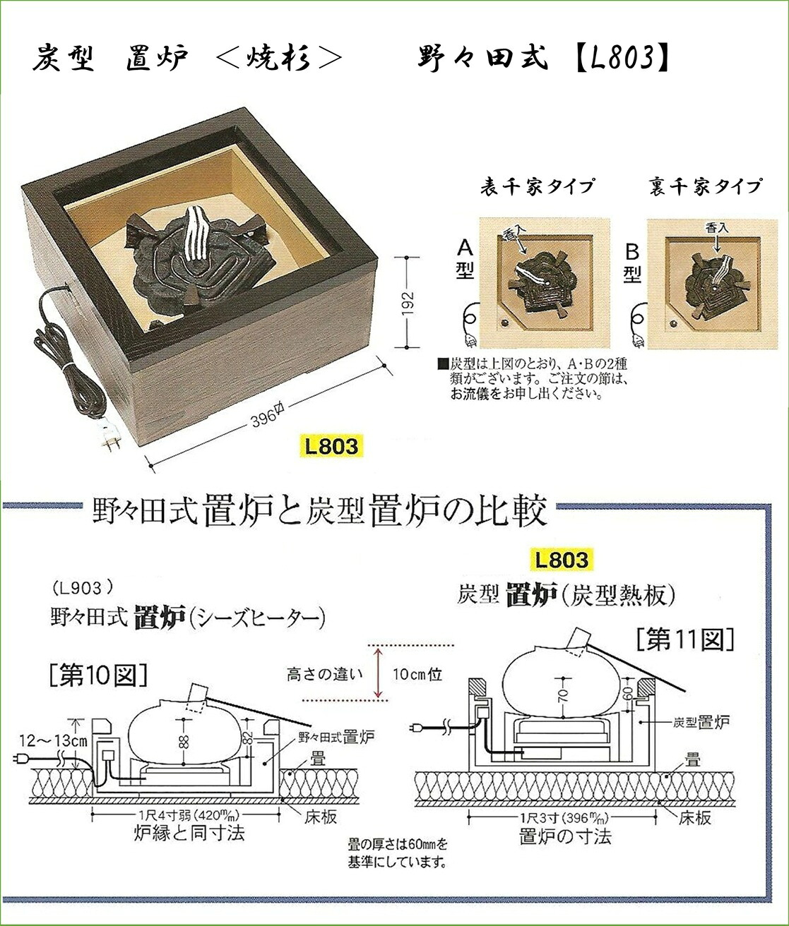 炭型 置炉 <焼杉> 野々田式【L803】|宮下深和