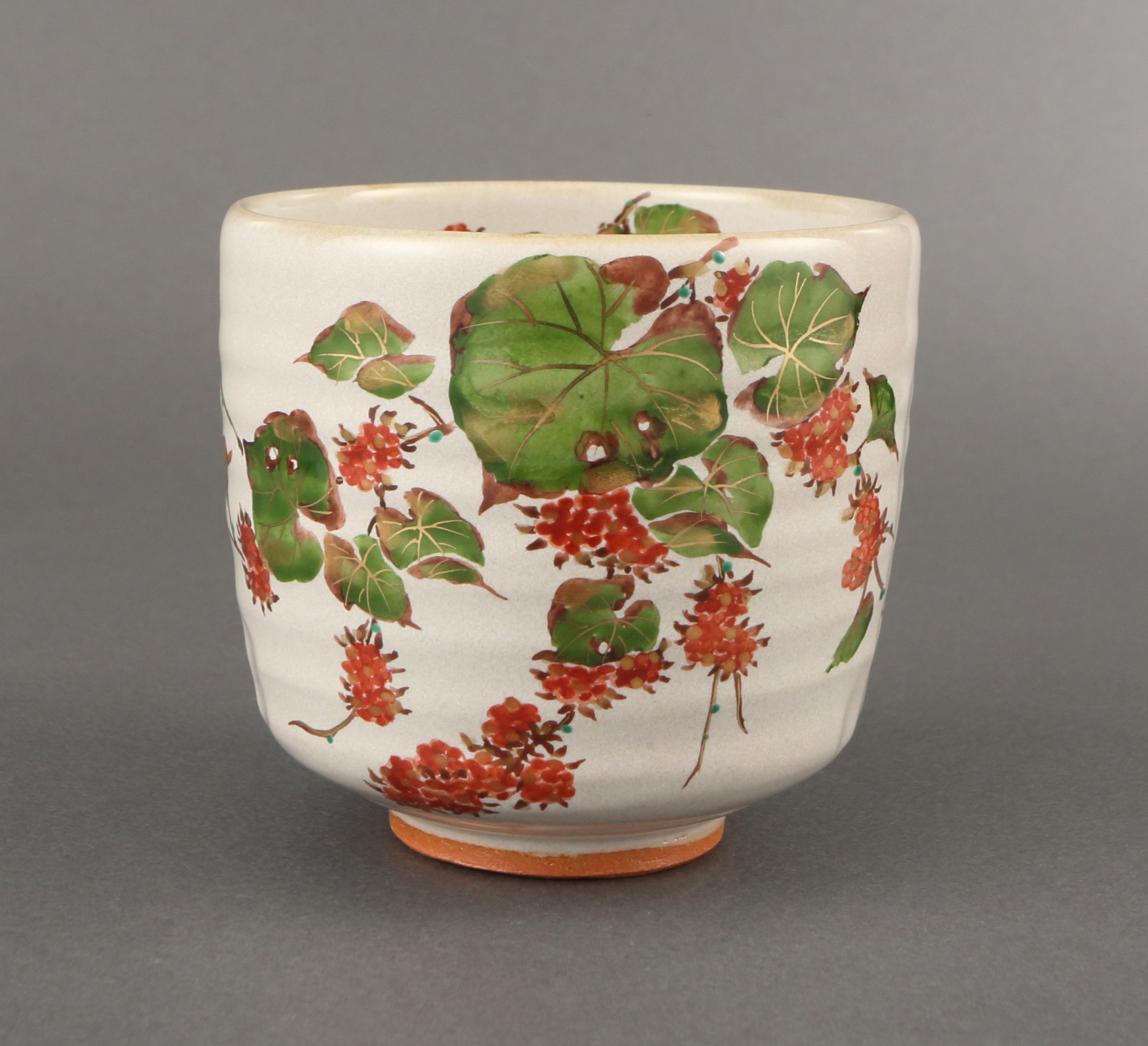 新品】中村良二造 灰釉しまえなが絵筒茶碗（共箱）〈税込・送料込
