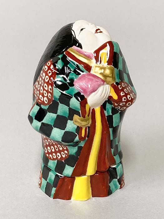 【数量限定】仁清写　乙御前香合（着物　市松柄）