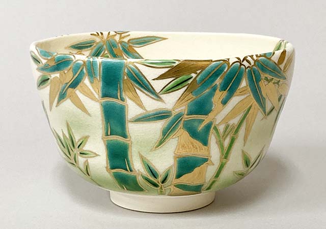 【現品限り】仁清写　金彩　竹図　茶碗
