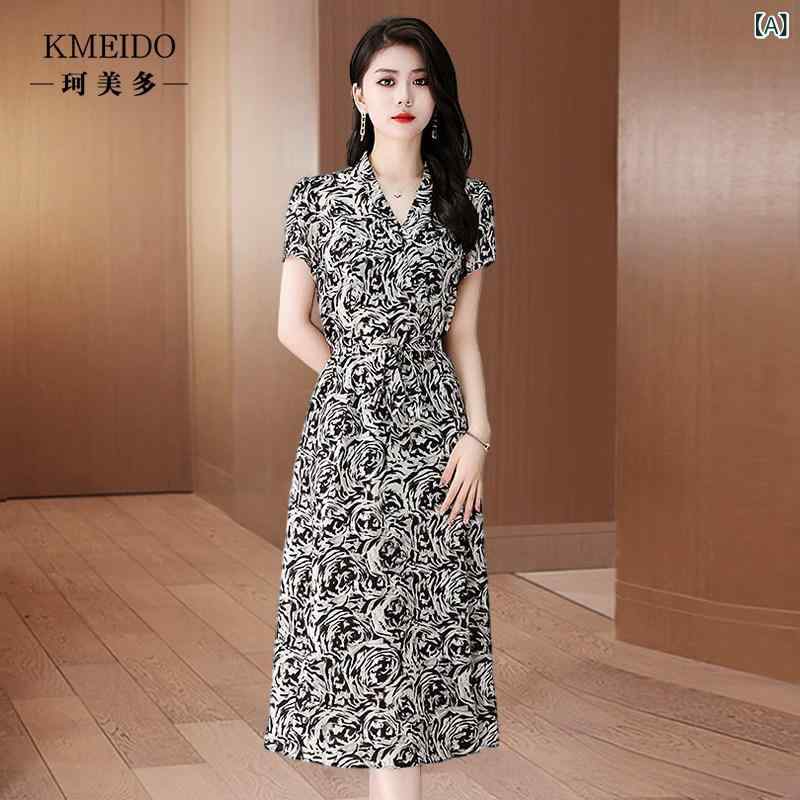 シフォンお召しもの レディース 御前上等 感の あると 雅びやかな たわい無い シフォン 花柄 衣装。 夏のおっ母さんに ぴったり。 ある 広 州 十三 行。