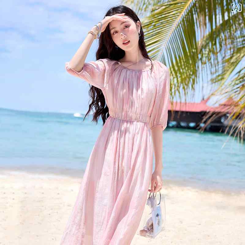シフォンドレス ワンピース レディース 翔 営 海辺の 休日の ピンクの ドレスの 女性 2025 夏の サンセット ドレス 年齢を 減らす ビーチ|みやショップ店