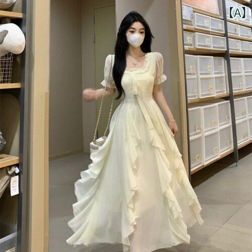 シフォンドレス　ワンピース　レディース 美しい フェアリーの ドレス シフォン 夏 大きめ サイズ 太い mm フランスの ロング ティーティー