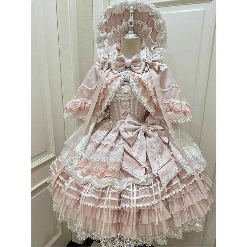 ロリータ　ドレス　コスプレ ピンクの ノット ロリータスカート ドレス 結婚式 スリング JSK プリンセス スカートロリータ スカート タワー ラブ ソング