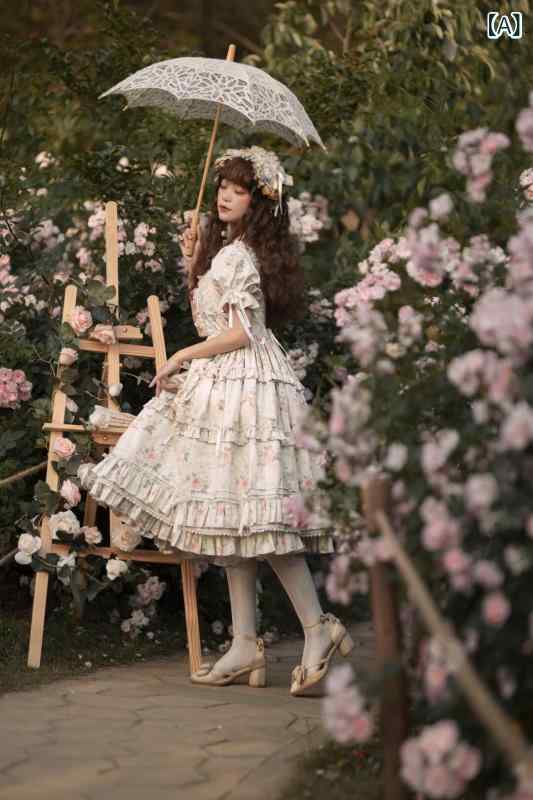 ロリータ お召しもの コスプレ 斑点模様 くるみ 割り振り あやつり人形 ロリータ 綿 通気性 向こう見ず 御前上等 早春 ナティ ラクラ つづき物 雅びやかな 花柄 ロリータスコート
