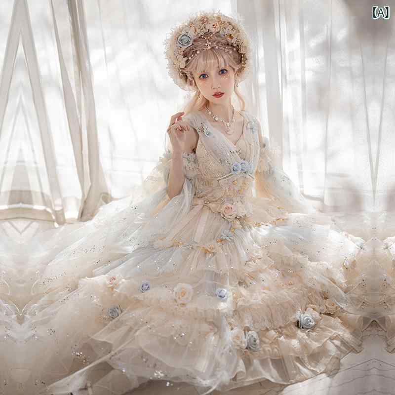 ロリータ お召しもの コスプレ ロリータ晴れ晴れしいな ティーの 花嫁御寮 花神の 肝ったま 御姉さん ロリータお召しもの lo スコート jsk 斑点模様
