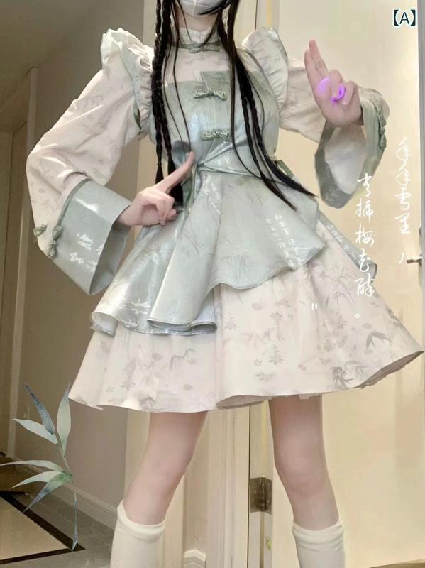ロリータ お召しもの コスプレ ロリータ 中国 御姉さん 瀬戸もの風 決めなおす 瀬戸もの お召しもの 漢服 OP 民族 風