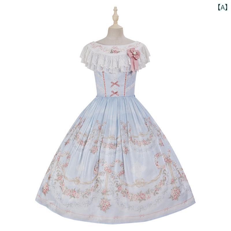 ロリータ ドレス コスプレ 真 夏の 物語 ヴィ ランドリー ガーデンシリーズ パン カラー JSK ワンショルダー ケープ ロリータ ワンピース