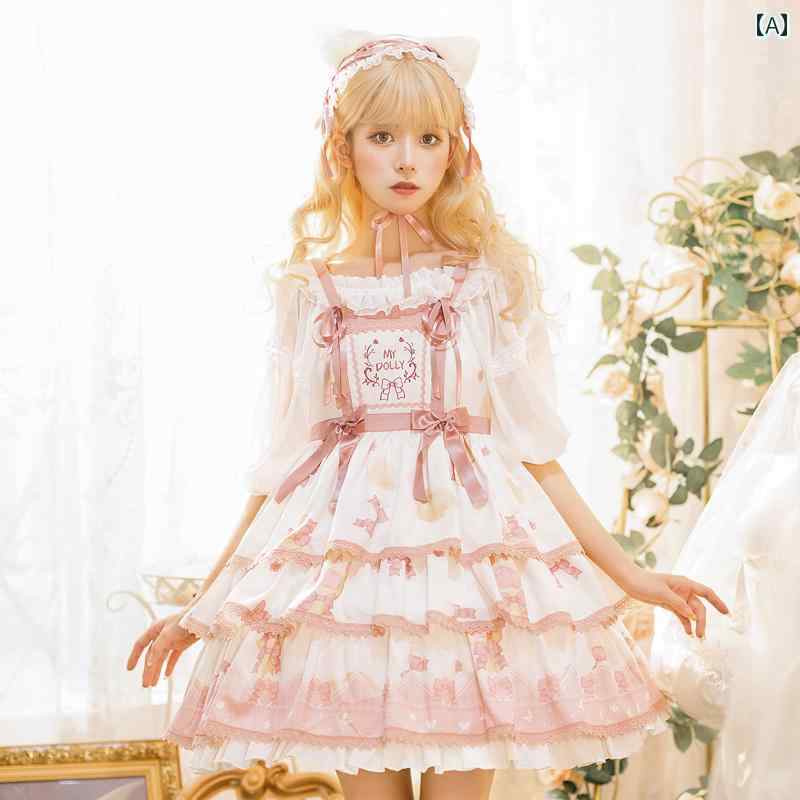 ロリータ　ドレス　コスプレ ロック シュガー キャット スポット ロリータスカートの 夏 かわいい ロリータ ドレス スウィート ロス カートの JSK