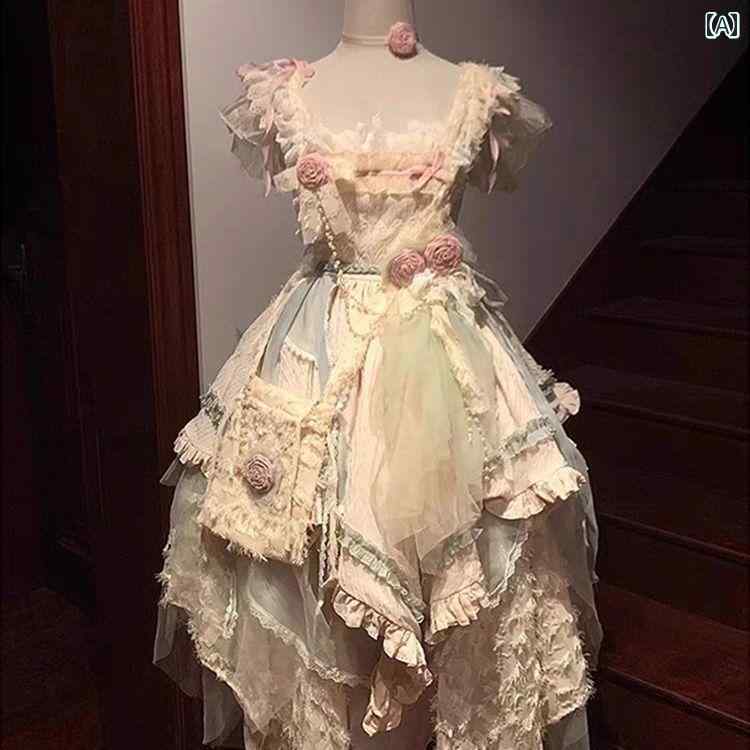 ロリータ　ドレス　コスプレ ロリータ フローラ ワンダリング ガール JSK ドレス ヘビー ファンタジー ロリータドレス プリンセス