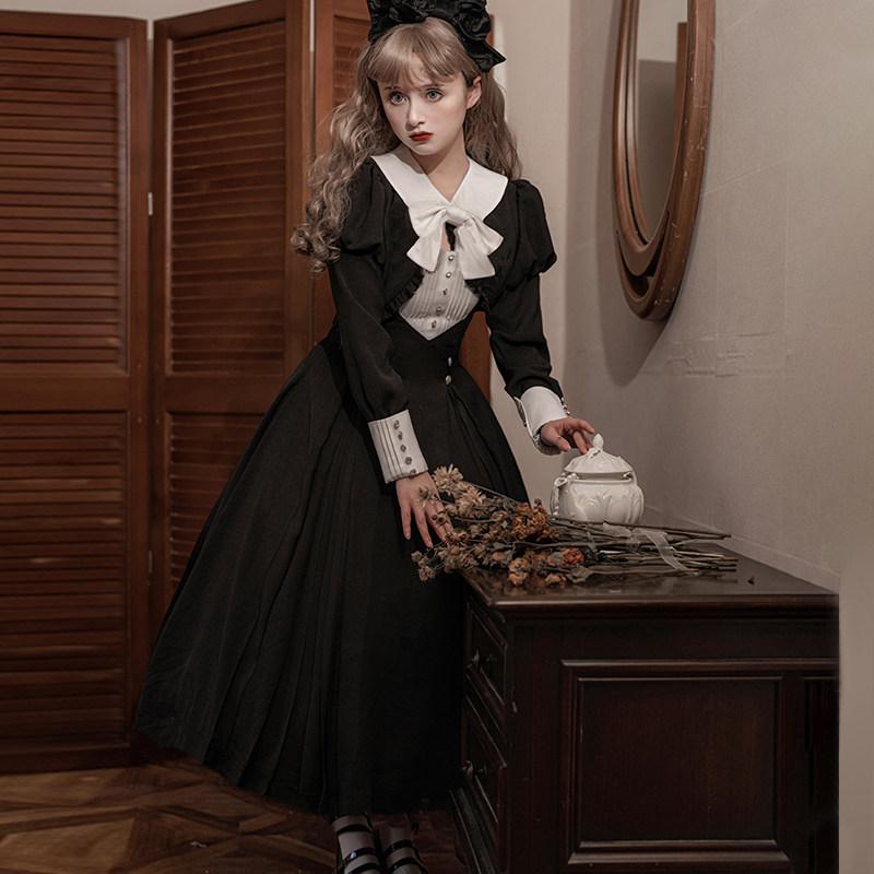 ロリータ お召しもの コスプレ 斑点模様 未知の 星 寄せあわせ ボックス席 ロリータ 長袖 OP 厚地の外套 お召しもの 年月