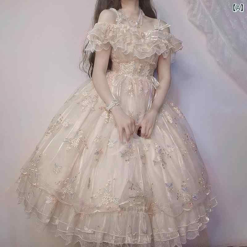 ロリータ ドレス コスプレ フローラ ロリータ 花 花嫁 ウェディングドレス プリンセス JSK 誕生日 ドレス 成人 式 コス 展 新年
