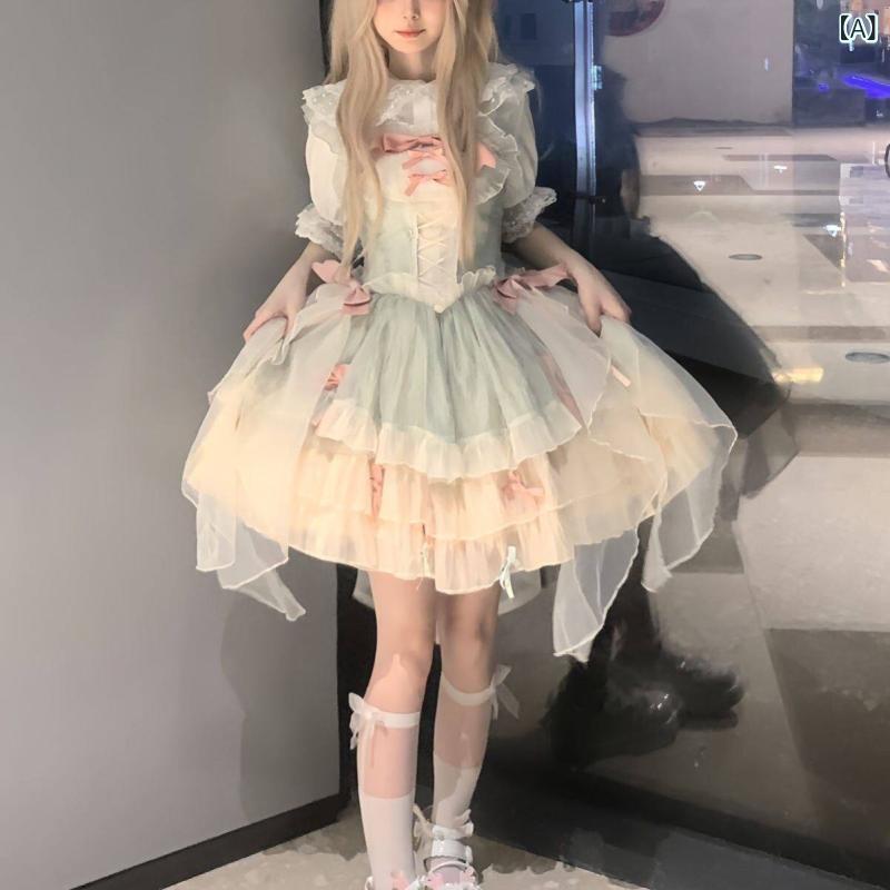 ロリータ お召しもの コスプレ カメリ アラブ ショートブレッド 猫 JSK ロリータ 仙女 妃殿下 お召しもの 生まれ落ちる日