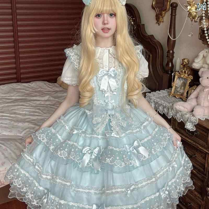 ロリータ お召しもの コスプレ 芙 蝶 心 韓国 御姉さん ロリータ お召しもの 御芽出度 jsk ズボン吊り 夏