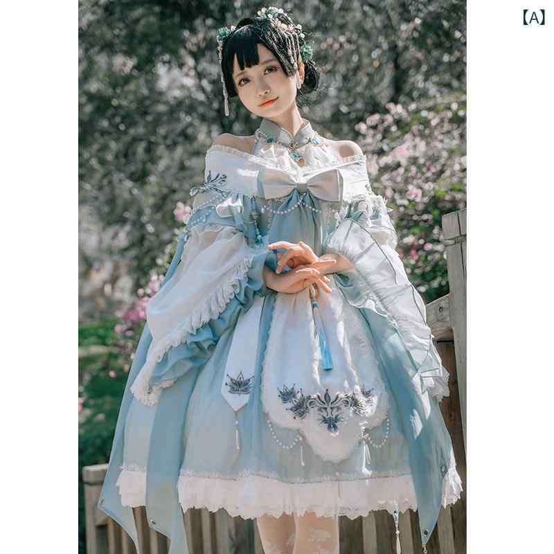 ロリータ お召しもの コスプレ 斑点模様 レトロ ロリータ 衣装 夏 鹿と 素はだ FS 若草 色 盛りだくさん 大きさ 仕掛ける