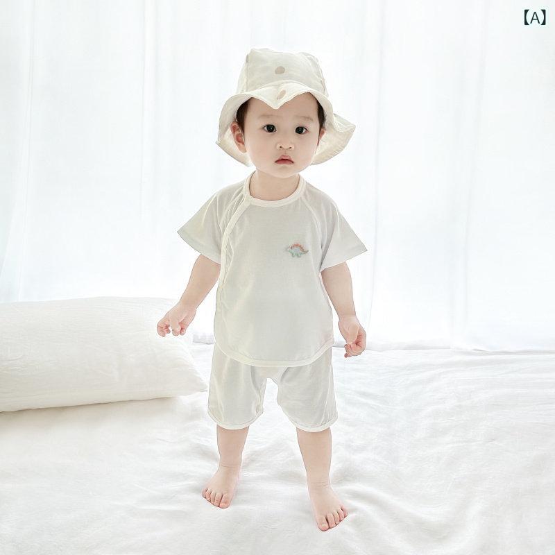 ベビー服 夏用 御召しもの ブリ ティッシュ ネクスト 口づけ ちびっ子用 夏 薄っぺら 背広 もの言う花 メッシュ 半袖 遊撃手 ズボン下 通気性 服